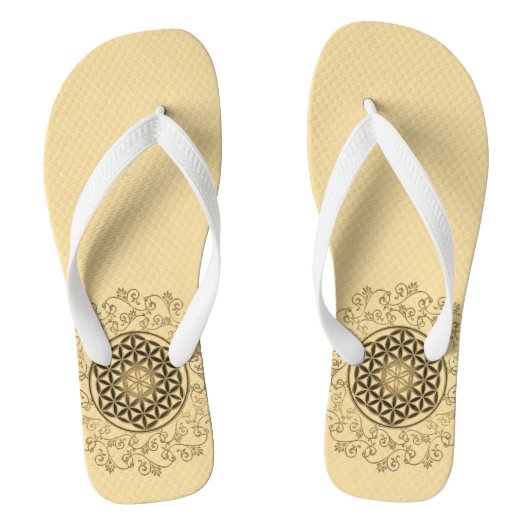 花 – ヴィンテージオーナメント曼荼羅2 ビーチサンダル (フットベッド)