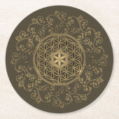 花 – ヴィンテージオーナメント曼荼羅2 ラウンドペーパーコースター (正面)