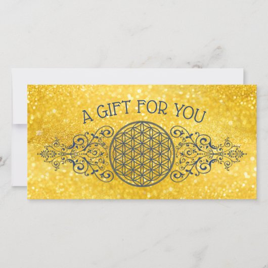 花 – ヴィンテージオーナメント青金ゴールド (正面)