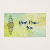 花 – ヴィンテージオーナメント青金ゴールド (正面)