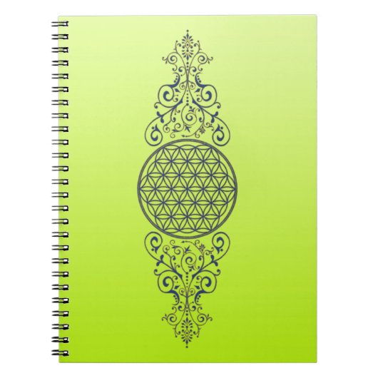 花 – ヴィンテージオーナメント青金ゴールド ノートブック (正面)