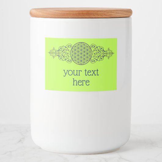 花 – ヴィンテージオーナメント青金ゴールド フードラベル (正面)