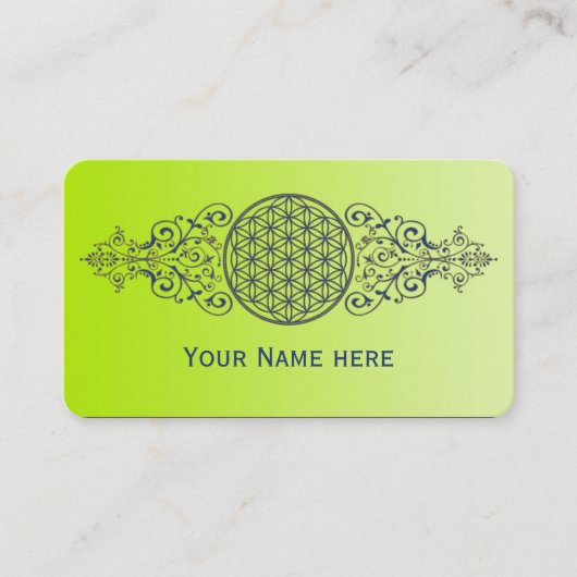 花 – ヴィンテージオーナメント青金ゴールド 名刺 (正面)