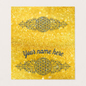 花 – ヴィンテージオーナメント青金ゴールド 名刺 (外部フラット)