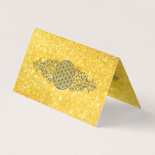 花 – ヴィンテージオーナメント青金ゴールド 名刺 (裏面)