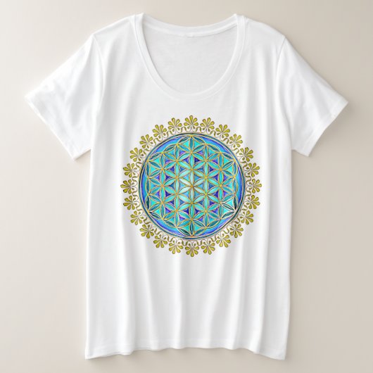 花 – ヴィンテージオーナメント1 プラスサイズTシャツ (デザイン正面)