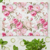 花、ヴィンテージバラ、ピンクのバラ キッチンタオル (折り畳み)