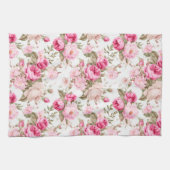 花、ヴィンテージバラ、ピンクのバラ キッチンタオル (横)