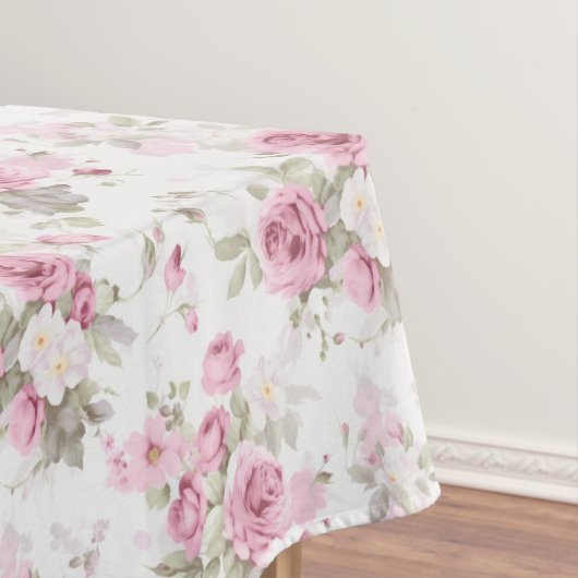 花、ヴィンテージバラ、ピンクのバラ テーブルクロス (インサイチュ)