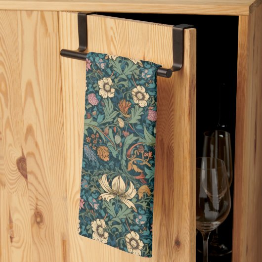 花,ヴィンテージ,アールヌーボー,ウィリアム・モリススタイル, キッチンタオル (三つ折り)