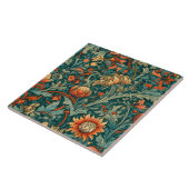 花,ヴィンテージ,アールヌーボー,ウィリアム・モリススタイル, タイル (側面)