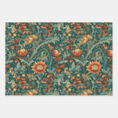花，ヴィンテージ,アールヌーボー，ウィリアム・モリススタイル, ラッピングペーパーシート (正面2)