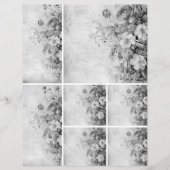 花 ヴィンテージ コラージュ 1b 全4種の2 黒と白 (正面)