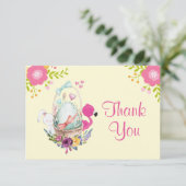 花、卵、フラミンゴとバニーの水色感謝してい 招待状 (スタンド正面)