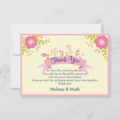 花、卵、フラミンゴとバニーの水色感謝してい 招待状 (裏面)