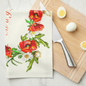 花+名前の追加/文字/色 キッチンタオル (四つ折り)