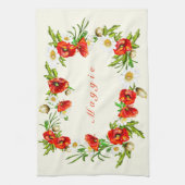 花+名前の追加/文字/色 キッチンタオル (縦)