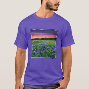 花 夕日のブルーボンネットテキサス州 Tシャツ