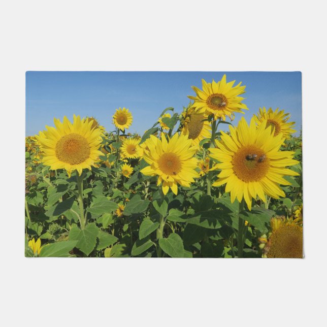 花，太陽，植物，自然，夏，フローラ ドアマット (正面)