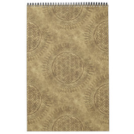 花 – 太陽 – 継ぎ目のないパターン4 カレンダー