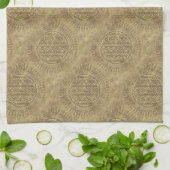 花 – 太陽 – 継ぎ目のないパターン4 キッチンタオル (折り畳み)