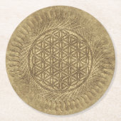 花 – 太陽 – 継ぎ目のないパターン4 ラウンドペーパーコースター (正面)