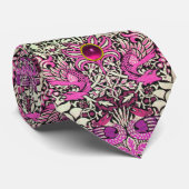 花、孔雀およびドラゴンのピンクの宝石 ネクタイ (ロール)