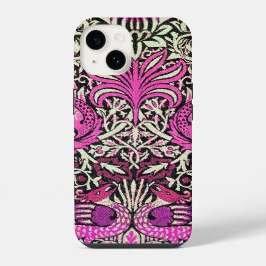 花、孔雀、ドラゴン iPhoneケース (裏面)