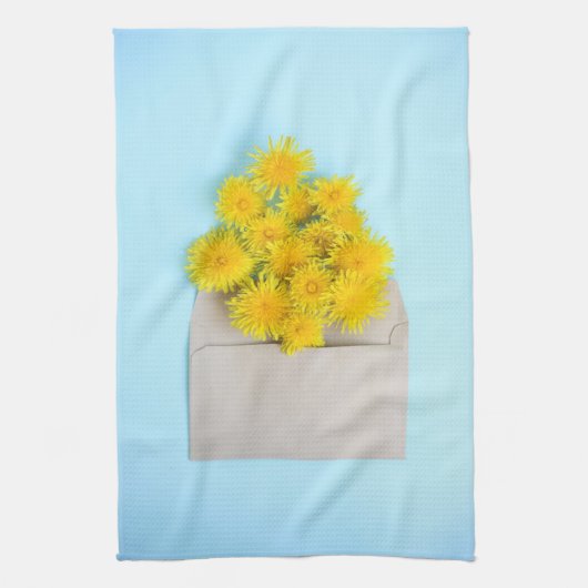 花 |封筒のタンポポ キッチンタオル (縦)