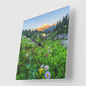 花 |山ライニエ国立公園 スクエア壁時計 (傾斜)