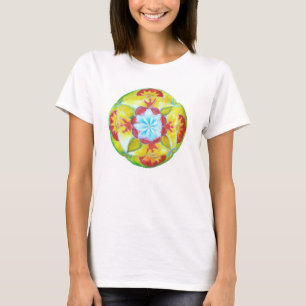 花・平和マンダラアート Tシャツ