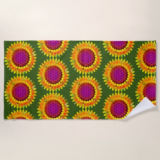 花 – 幾何学模様4 ビーチタオル (正面)