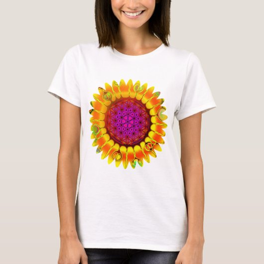 花 – 幾何学模様4 Tシャツ (正面)