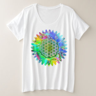 花 – 幾何学模様5 プラスサイズTシャツ
