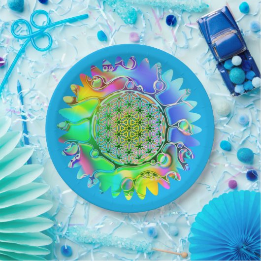 花 – 幾何学模様5 ペーパープレート (パーティー)