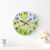 花、日曜日および蝶時計 ラージ壁時計 (ホーム)