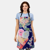 花、日本のデザイン エプロン (着用した状態)