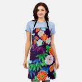 花、日本のデザイン エプロン (着用した状態)