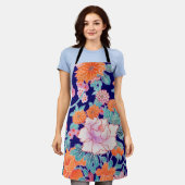 花、日本のデザイン エプロン (着用した状態)