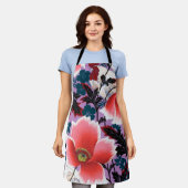 花、日本のデザイン エプロン (着用した状態)