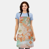 花、日本のデザイン エプロン (着用した状態)