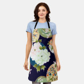 花、日本のデザイン エプロン (着用した状態)