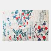 花、日本のデザイン キッチンタオル (横)