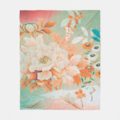 花、日本のデザイン フリースブランケット (正面)