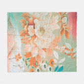 花、日本のデザイン フリースブランケット (正面(横))