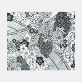 花、日本のデザイン フリースブランケット (正面(横))
