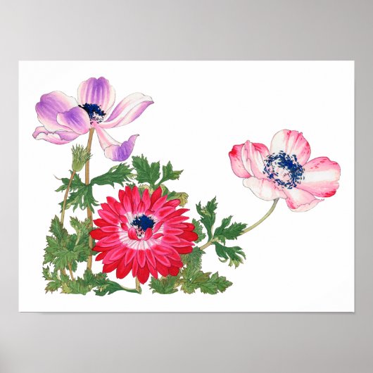 花 、日本の伝統芸術 16x 12 ポスター (正面)