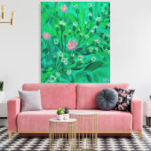 花（昆虫）マルハナバチ、夏の野草絵画用 キャンバスプリント (インサイチュ (リビング))