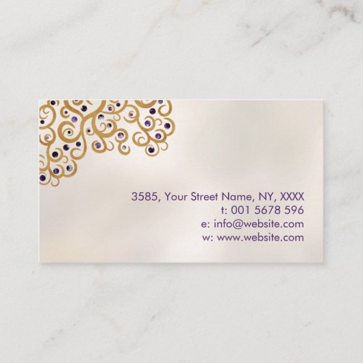 花 – 木 – 金ゴールドとアメジスト 名刺 (裏面)