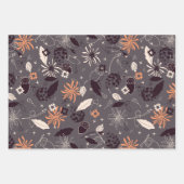 花，松の実，どんぐり，星，果実 ラッピングペーパーシート (正面)